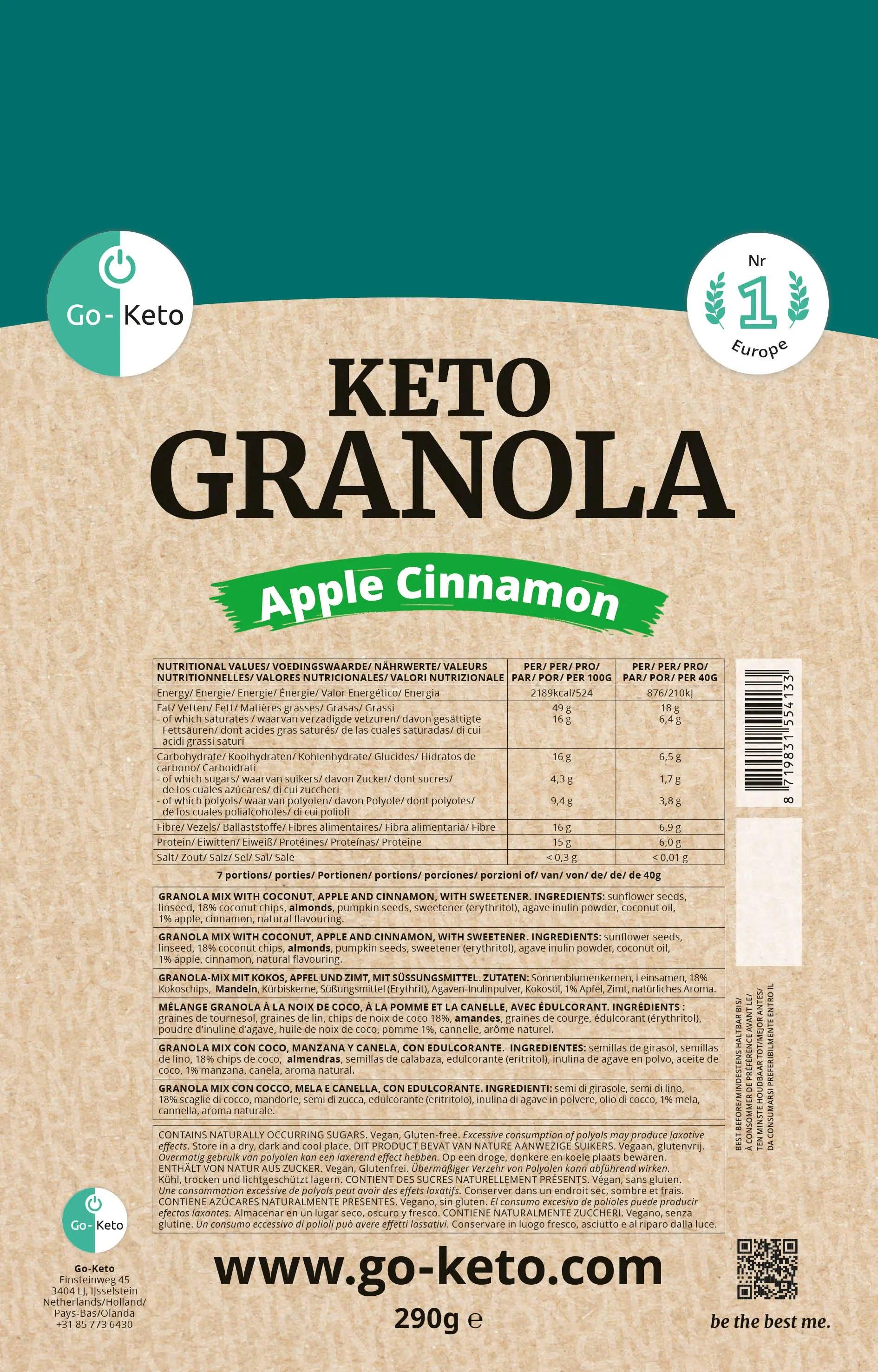 Go-Keto Keto Granola Apple Cinnamon Go-Keto 290g P-GK-GR33-HB Vital20