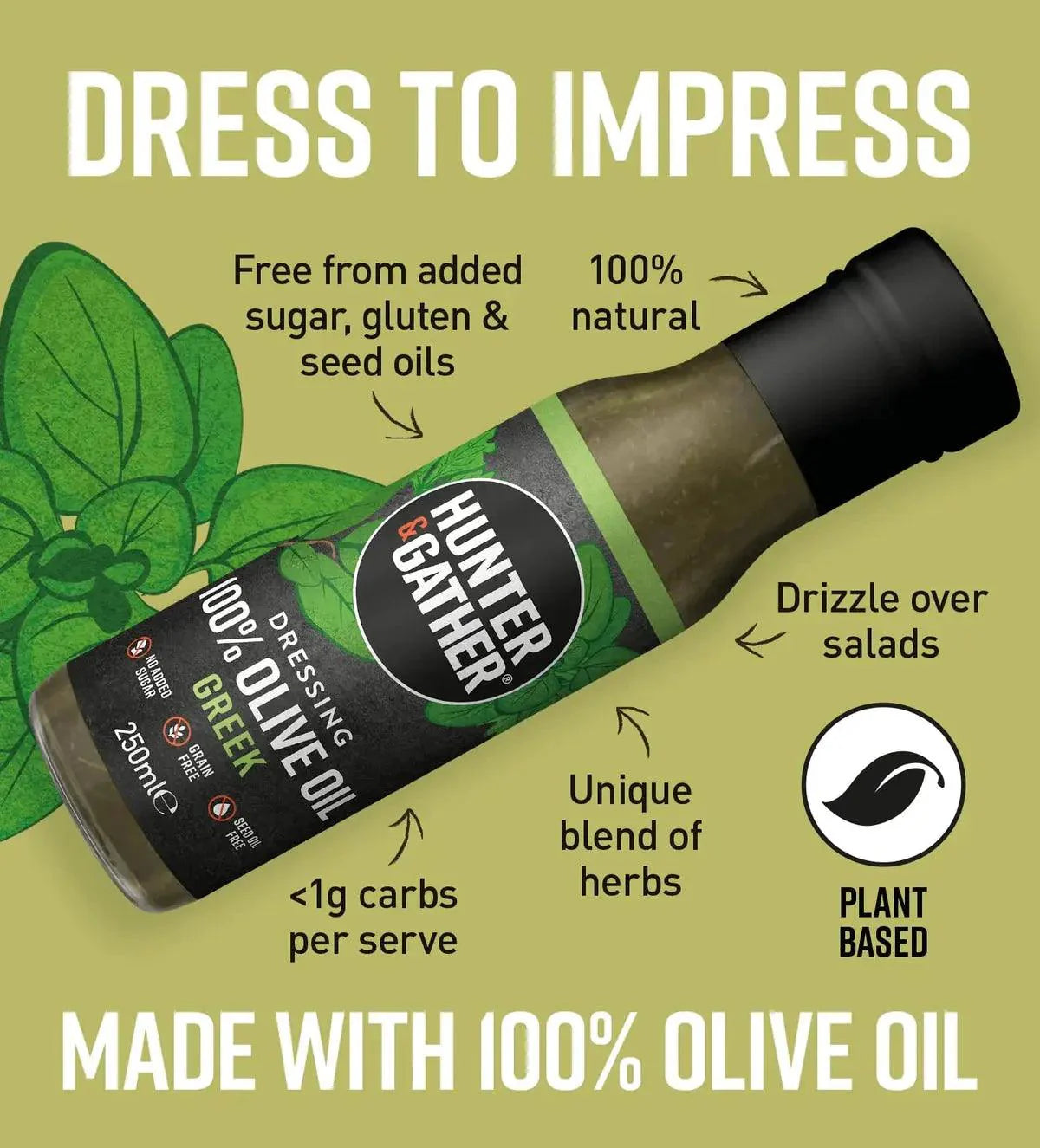 Hunter & Gather Olive Oil Dressing Greek Hunter & Gather 250ml 00900015 Vital20