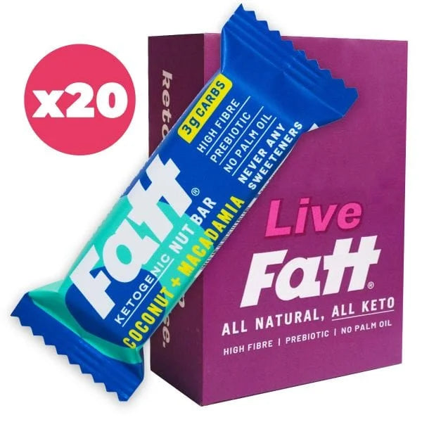 Keto Bar Coconut Macadamia Live Fatt 30g x20 live fatt Snacks 01900021
