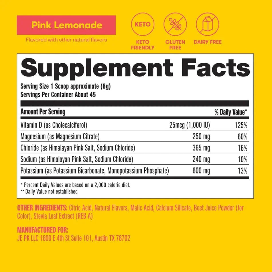 perfect keto Daily Electrolyte Powder Pink Lemonade Perfect Keto 272g P-PKEL-PL03 Vital20