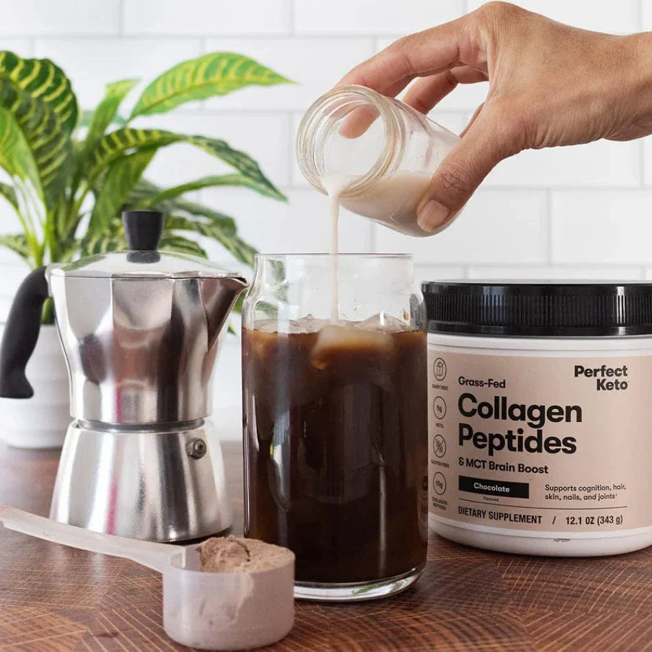 Perfect Keto Grass-Fed Collagen Peptides & MCT Brain Boost Chocolate Perfect Keto 343g P-PKKCC-42 Vital20