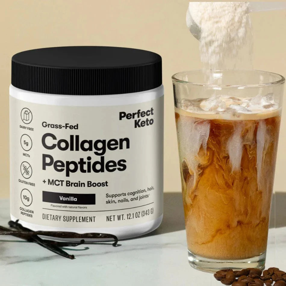 Perfect Keto Grass-Fed Collagen Peptides & MCT Brain Boost Vanilla Perfect Keto 314g P-PKKCV-15 Vital20