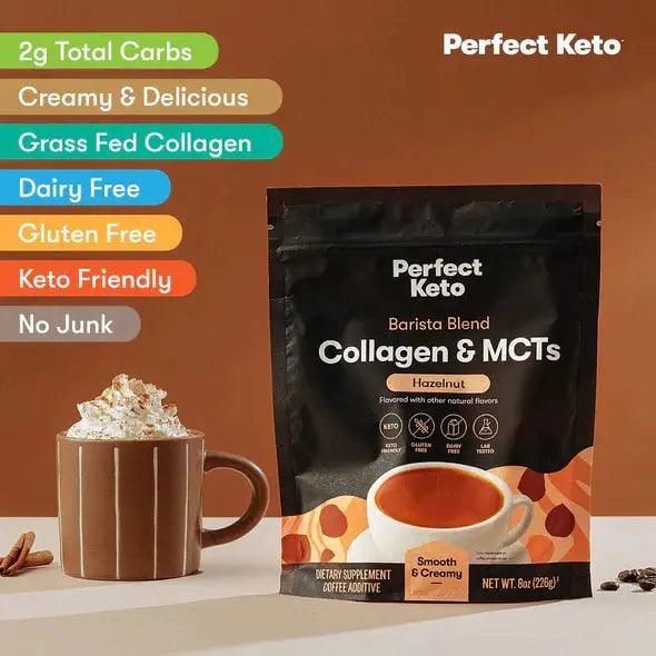 Perfect Keto Keto MCT Collagen Powder Barista Hazelnut Perfect Keto 226g P-KK-MBH77 Vital20