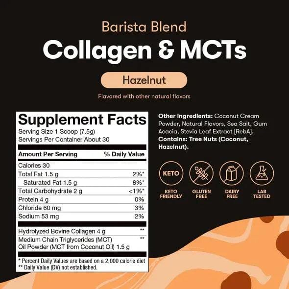 Perfect Keto Keto MCT Collagen Powder Barista Hazelnut Perfect Keto 226g P-KK-MBH77 Vital20