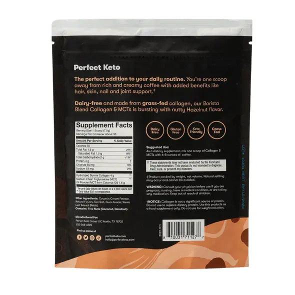 Perfect Keto Keto MCT Collagen Powder Barista Hazelnut Perfect Keto 226g P-KK-MBH77 Vital20