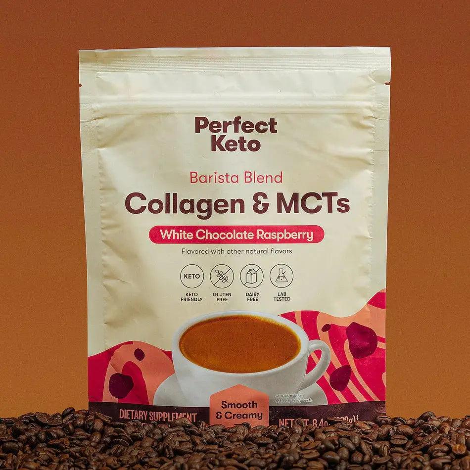 Perfect Keto Keto MCT Collagen Powder Barista White Choc Raspberry Perfect Keto 238g P-KK-MBCR84 Vital20