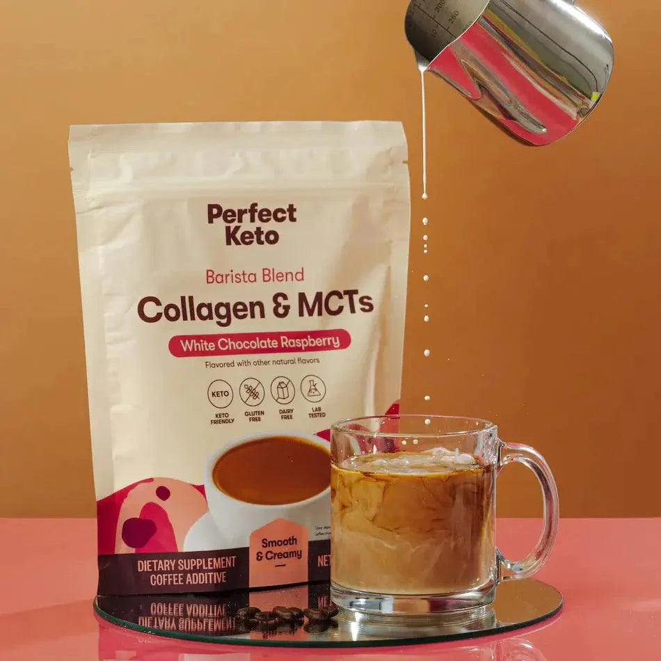 Perfect Keto Keto MCT Collagen Powder Barista White Choc Raspberry Perfect Keto 238g P-KK-MBCR84 Vital20
