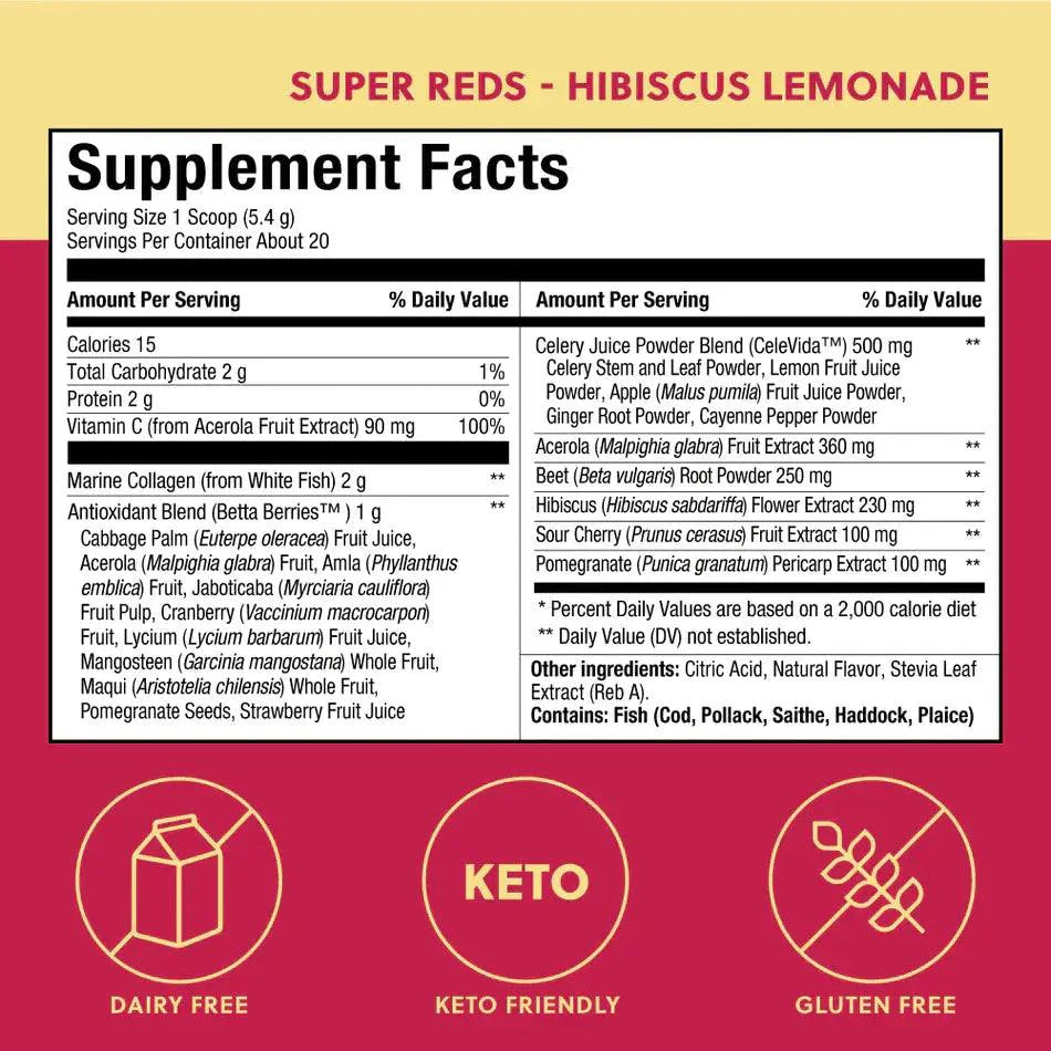 Perfect Keto Super Reds Hibiscus Lemonade Perfect Keto 109g P-PKRBB-HL18 Vital20