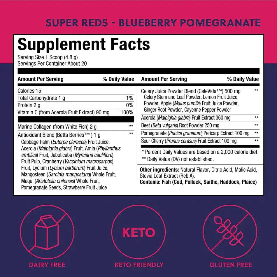 Perfect Keto Super Reds Pomegranate Blueberry Perfect Keto 96g P-PKRBB-PB20 Vital20
