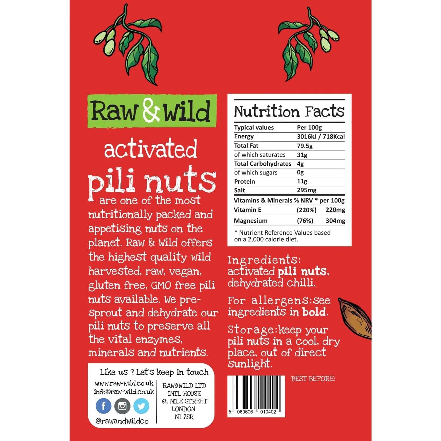 Raw & Wild Pili Nuts Chilli Raw & Wild 22g 03200001 Vital20