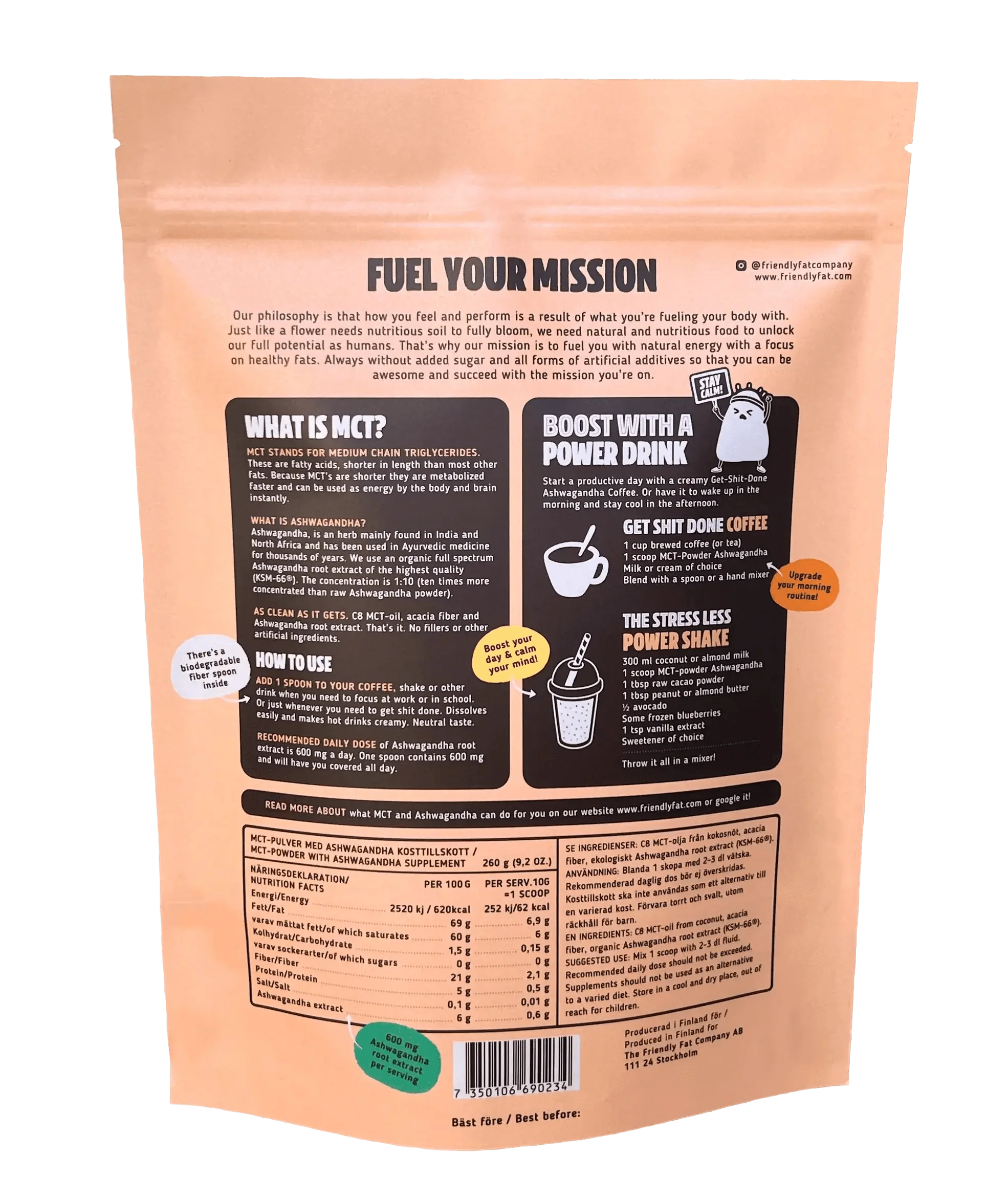 The Friendly Fat Company MCT Powder C8 Ashwagandha The Friendly Fat Company 260g 02000009 Vital20