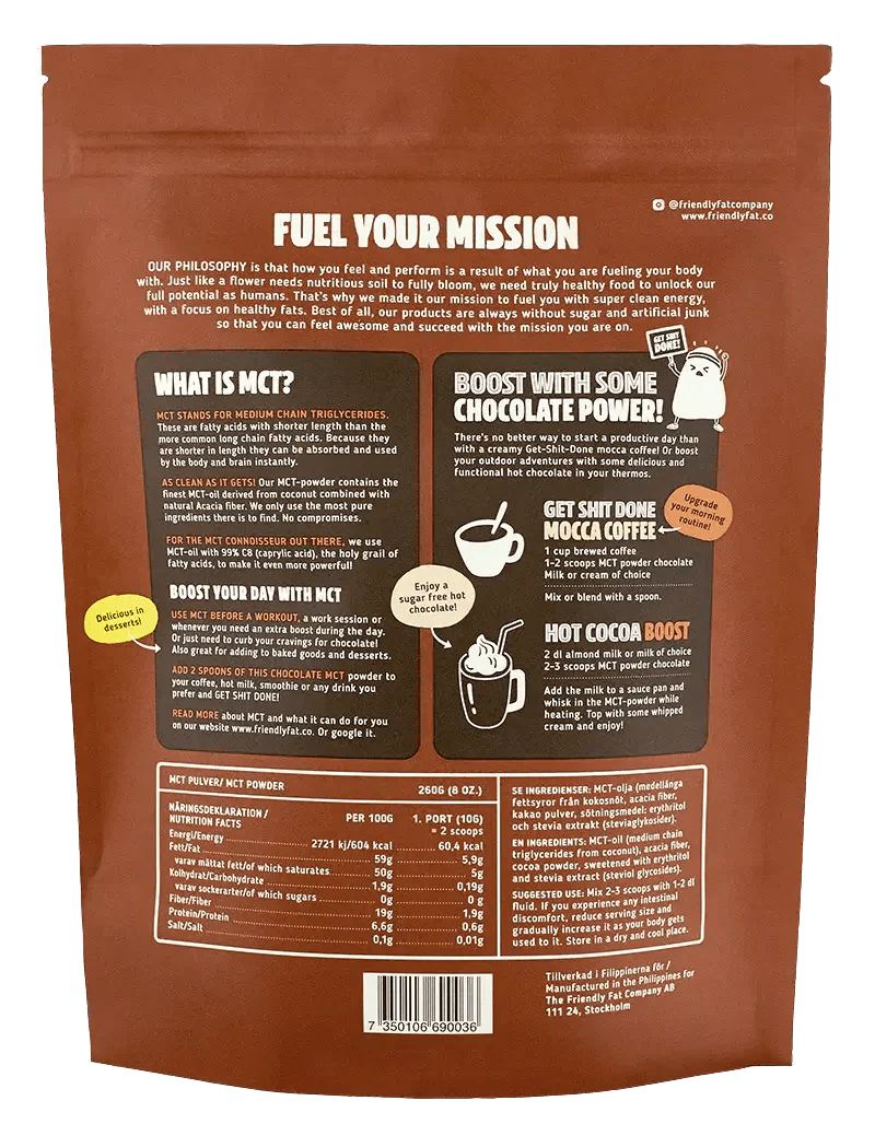 The Friendly Fat Company MCT Powder C8 Hot Chocolate The Friendly Fat Company 260g 02000006 Vital20