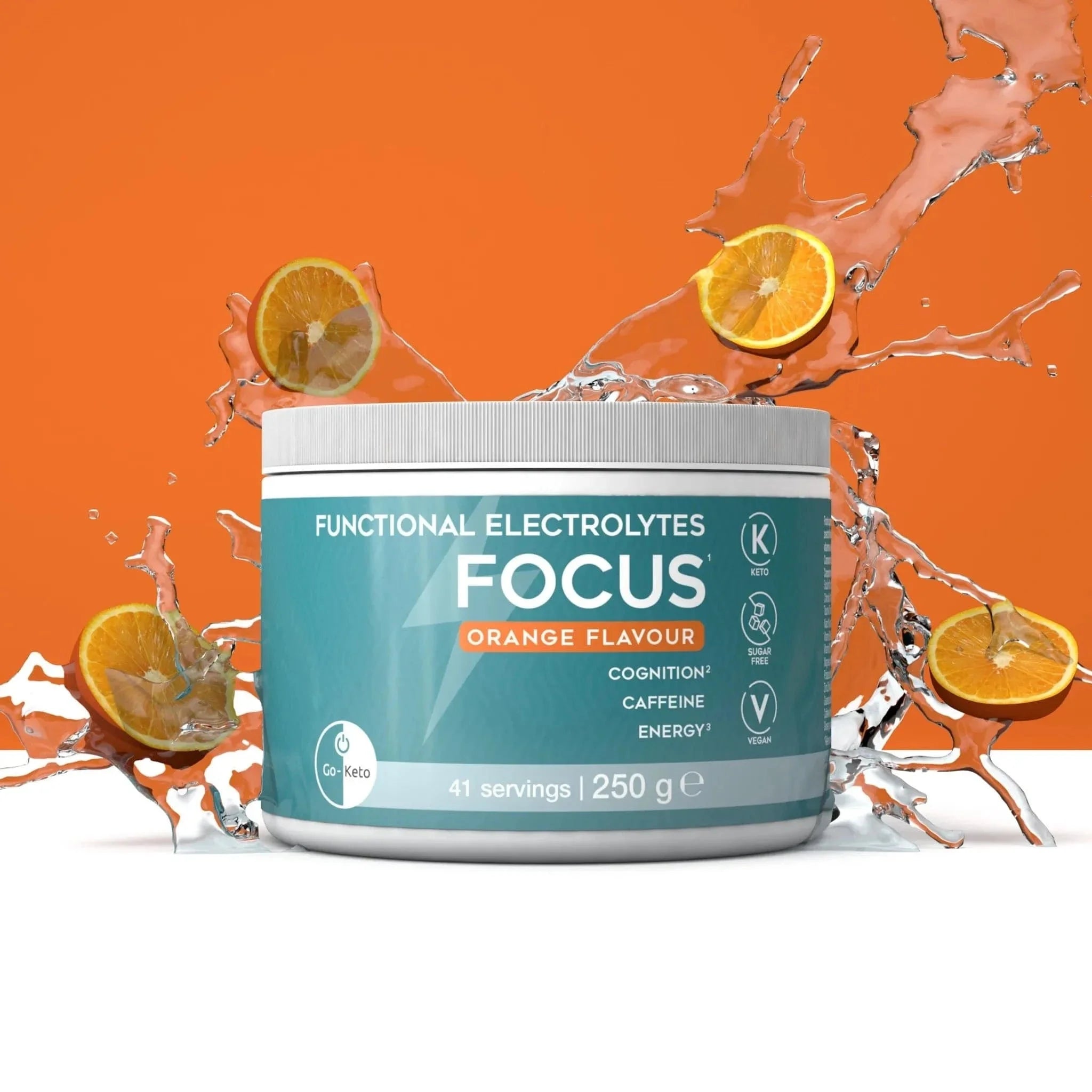 Functional Electrolytes Drink Mix Focus Orange Go-Keto 41 servings go-keto  P-GK-584-FOCUS