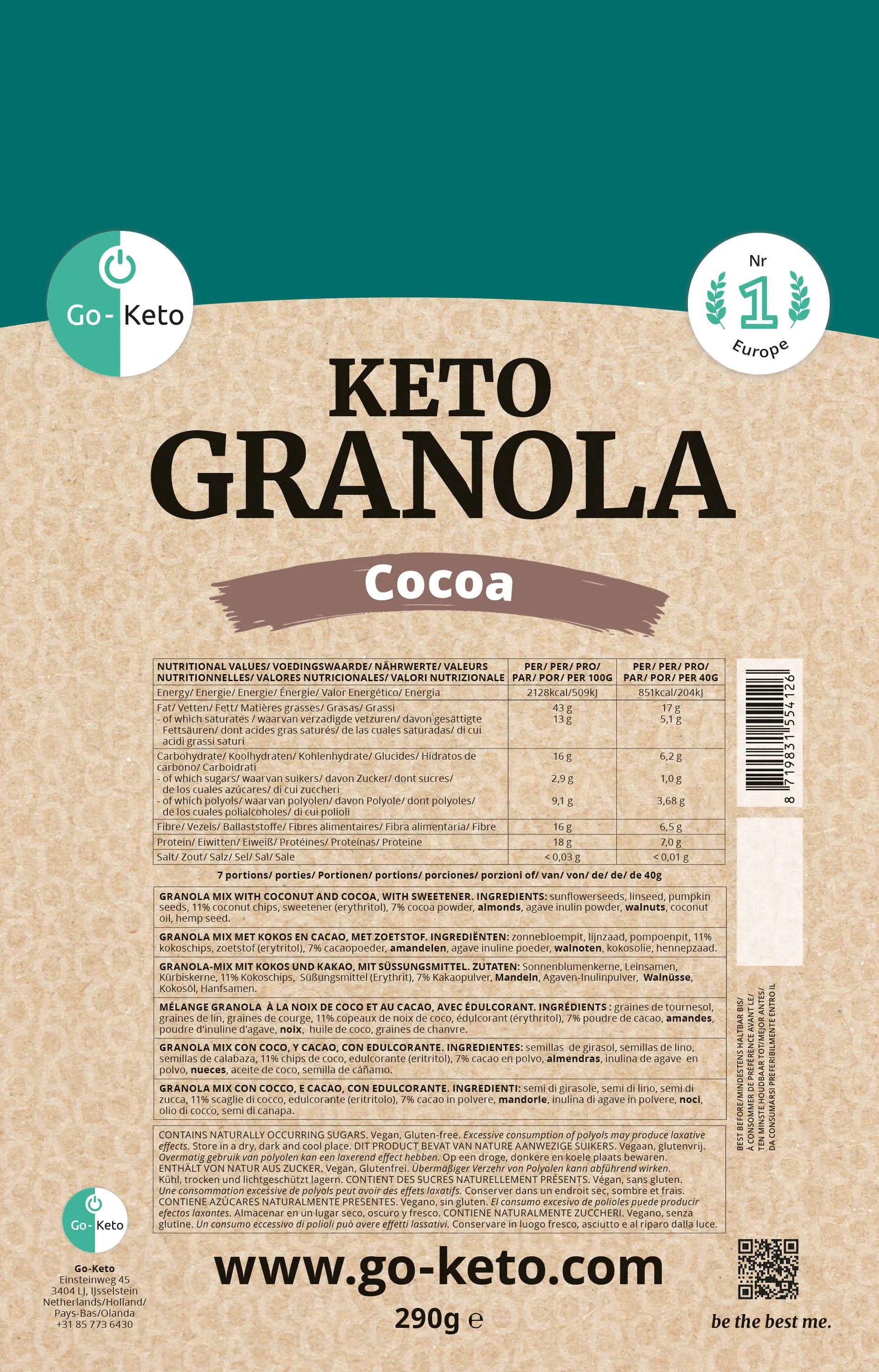 Go-Keto Keto Granola Cocoa Go-Keto 290g P-GK-G26-RHB Vital20