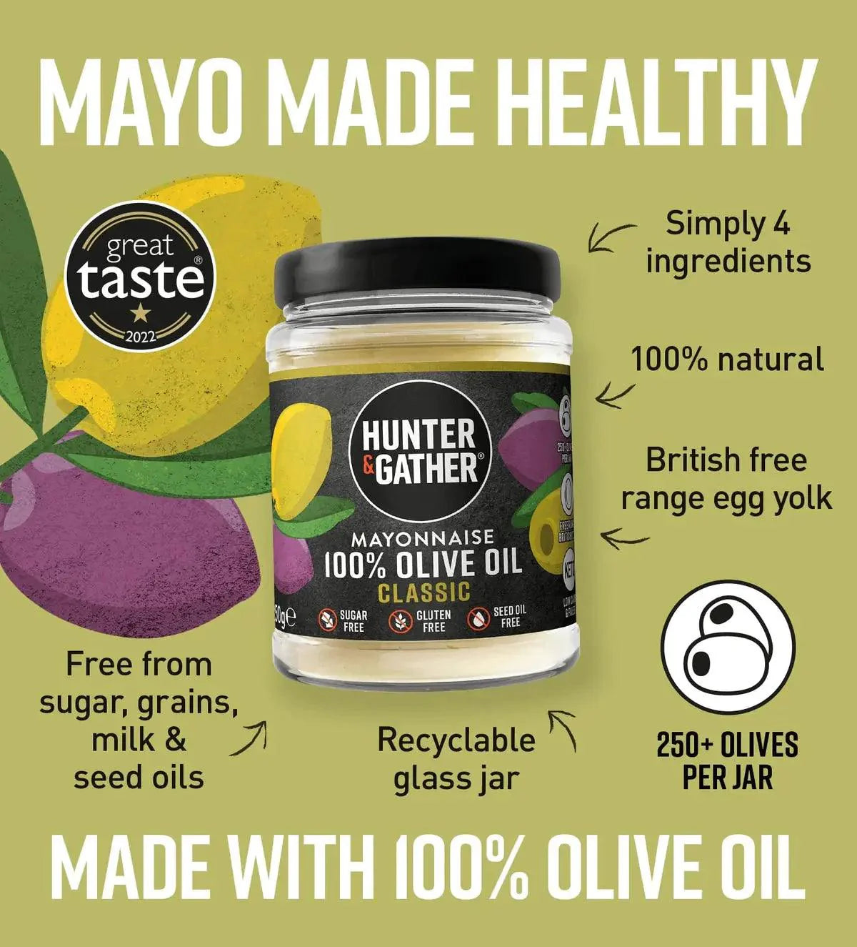 Hunter & Gather Olive Oil Mayonnaise Classic Hunter & Gather 250g 00900022 Vital20