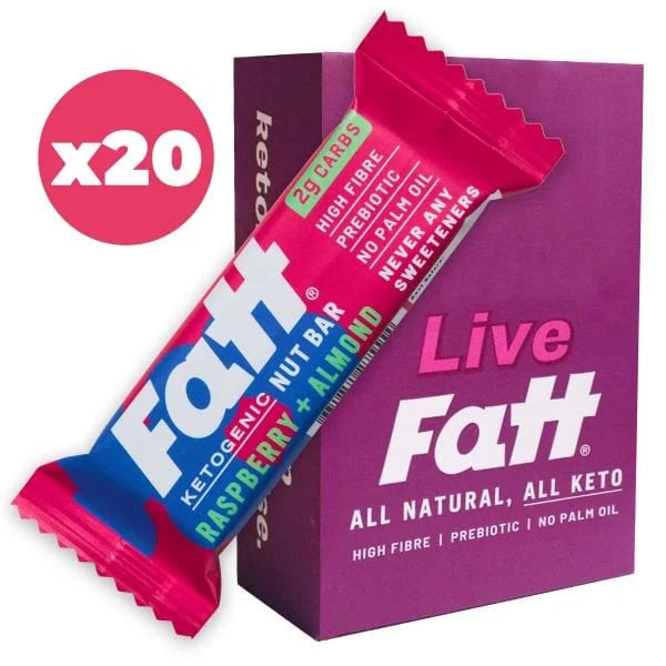 Keto Bar Raspberry Almond Live Fatt 30g x20 live fatt Snacks 01900022